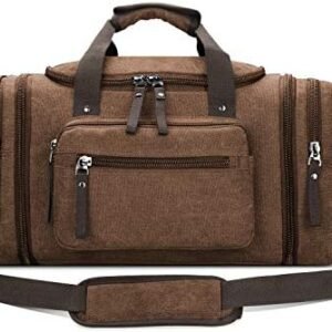 Toupons Canvas Travel Duffel Bag Men's Weekender Overnight Bag (Coffee) X-Large