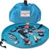Lay-n-Go Cosmo Drawstring Makeup Bag Organizer, Water-Resistant Cosmetic Pouch for Travel, Stylish & Durable Toiletry Bag, Machine Washable, Large Capacity, 20-Inch, Ocean Blue