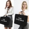 The Canvas Tote Bag for Women with Zipper Closure and Black Striped Lining, Perfect for Travel, Shopping, and School - Image 6