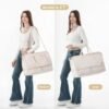 ETRONIK Weekender Overnight Bag for Women, Large Travel Duffle Bag with Shoe Compartment & Wet Pocket, Carry On Tote Bag Gym Duffel Bag with Toiletry Bags for Hospital 4 Pcs Set, Large Size, Beige - Image 5