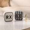 Small Canvas Rx Medicine Packages, Cute Chenille Letter Patch Drug Makeup Bag with Metal Zipper, Mini Travel First Aid Purse Organizer Machine Washable (01Beige) - Image 6