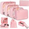 BAGAIL 8 Set Packing Cubes, Lightweight Travel Luggage Organizers with Shoe Bag, Toiletry Bag & Laundry Bag (Blush Pink)