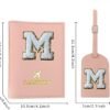 Initial Passport Cover Holder and Luggage Tag Set with Alphabet Chenille Letter Patch for Women Teenager Girls, PU Leather Traveling Bag Suitcase Identifier Pink M - Image 4