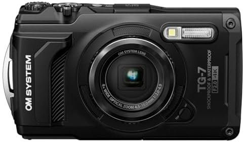 OM SYSTEM Tough TG-7 Black Underwater Camera, Waterproof, Freeze Proof, High Resolution Bright, 4K Video 44x Macro Shooting (Successor Olympus TG-6)
