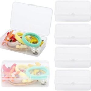 6PCS Hair Tie Organizer, Transparent Mini Storage Box, Rectangle Clear Plastic Storage Container, Portable Small Items Holder with Lid for Home, Offices, Business Trips, Travels (6PCS)