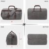Duffle Bag for Men Waterproof Genuine Leather Canvas Travel Duffel Bags for Women Overnight Weekender Bag for Traveling, Grey - Image 6