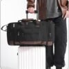 Canvas Big Crossbody Bag Large Capacity Travel Tote Weekend Bag Convenient Carry On Luggage Men Duffel Bag (Black) - Image 2
