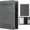 Cynure Leather Passport Cover CDC Vaccine Card Holder Combo Men & Women Travel Passport Case, grey - Image 2