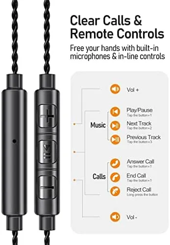 Vibes 201M Wired Headphones with Mic, Noise Cancelling Wired Earbuds Bass Driven HiFi Earphones, Comfortable Secure Fit, Carry Case, Ear Buds Tips, 3.5mm Jack, Braided Cord (Clear Brown) - Image 5