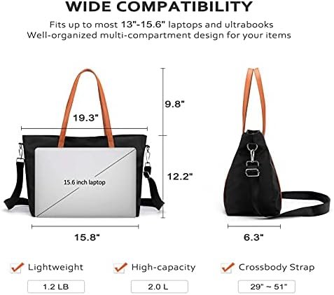 Laptop Bag Waterproof Lightweight Tote Bag for Women Nylon Briefcase Computer Work Shoulder Handbag Fits 15.6 inch Laptop - Image 5