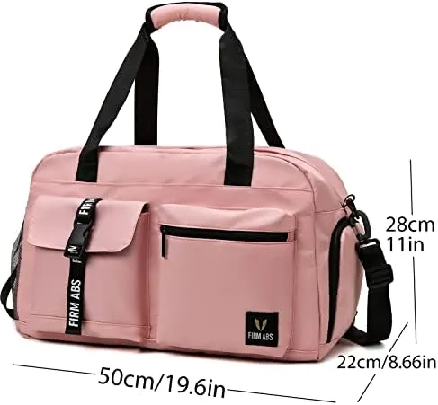 Gym Bag for Women and Men, Duffle Gag for Travel With Shoe Compartment and Wet Compartment, Used as a Overnight Bag (pink) - Image 2