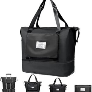 Intrbleu Large Capacity Folding Travel Bag, Foldable Travel Bag with Dry/Wet Separation, Upgrade Waterproof Carry on Bag