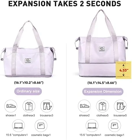 Travel Duffel Bag, Sports Tote Gym Bag, Shoulder Weekender Overnight Bag for Women - Image 4