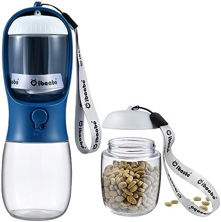 Dog Water Bottle with Food Container, Travel Puppy Water Bowl, Portable Pet Dispenser, Dog Stuff Accessories Items, Puppy Essentials Necessities for Yorkie Chihuahua Cat Walking and Hiking