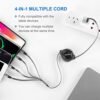 Multi Charger Cable Retractable USB Multiple Charging Cord with 2*iOS/Type C/Micro Port Adapter 4 in 1 Fast Charging Compatible Cell Phones Tablets Universal Use(2 Pack-3.3FT) - Image 4