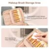 OCHEAL Makeup Bag, Large Capacity Make Up Bag for Cosmetics Vertical Storage,Toiletry Bag Skincare Makeup Organizer Bag for Travel,With Makeup Brushes Compartments & Dividers,-Green Leather - Image 3