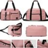 Gym Bag for Women and Men, Duffle Gag for Travel With Shoe Compartment and Wet Compartment, Used as a Overnight Bag (pink) - Image 4