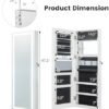 Giantex Jewelry Cabinet Armoire Door Wall Mount, 47.2in Lockable Touch Screen Lighted Full Length Mirror, 3 Lighting Settings, Inside Makeup Mirror, Jewelry Storage Box Organizer (Grayish White) - Image 5