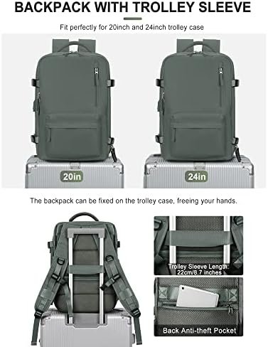 VGCUB Large Travel Backpack Bag for Women Men,Carry on Backpack,17 Inch Laptop Business Work Waterproof Backpack with Laptop Compartment,Person Item Flight Approved,Mochila de Viaje,Green - Image 2
