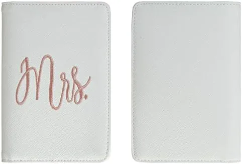 Bridal Shower Wedding Gift Honeymoon Passport Wallets Travel Holder Set Mr. & Mrs. Slim Waterproof Passport Case Covers Grey and White(2 Covers) - Image 2