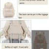 Laptop Backpack for Women Girls 15.6 Inch Mesh School Bag, Unisex Student Bookbag Waterproof Backpack for College Work Travel,Beige Backpack - Image 3