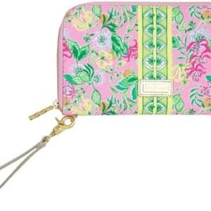 Lilly Pulitzer Travel Wallet Passport Holder, Vegan Leather Wristlet Wallet for Women, Travel Document Organizer, Via Amore Spritzer
