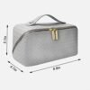 Makeup Bag, Travel Makeup Bag, Leather Waterproof Makeup Bag, Portable flat Large Opening Makeup Bag,Multifunctional Storage Travel Toiletry Bag Skincare Bag(Woven-Silver) - Image 2