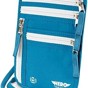HERO Neck Wallet – RFID Blocking Passport Holder – Easy to Conceal Travel Pouch