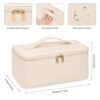 OCHEAL Makeup Bag, Travel Makeup Bag Waterproof Cosmetics Organizer Make Up Bag Case,Toiletry Bag for Women,Large Capacity for Girls Daily Use Dorm Room Storage with Dividers -Beige - Image 6