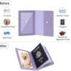 labato Passport Holder Women, Passport Wallet Travel Document Organizer, Waterproof Passport Holder for Travel, Travel Essentials PU Leather Passport Cover for Women Men, Purple - Image 5