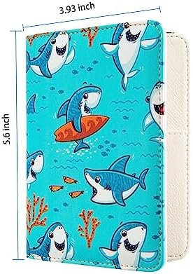 Passport Holder Covers,Premium Leather Passport Holder,with RFID Blocking,Travel Documents Organizer Protector,Cute Passport Wallet for Women/Men (Cute shark) - Image 5