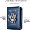 Passport Holder and Card Slot Combo RFID Blocking Leather Travel Passport Wallet for Men and Women US Passport Cover, Blue - Image 3