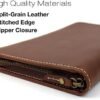 Excello Global Products Split Grain Leather Travel Wallet, Brown, Holds 4 Passports - Image 4