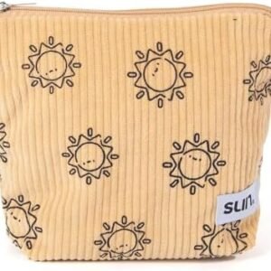 Makeup bags for Women - Corduroy Cosmetic Preppy Bag Aesthetic with Cute Smiley Faces, Large Capacity Travel Organizer Zipper Pouch for Essentials. - (Yellow)