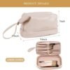 Abiudeng Large Makeup Bag,Double Layer Cosmetic Bag,Travel Makeup Bag,Leather Makeup Bag, Cosmetic Travel Bags,Portable Leather Toiletry Bag,Roomy Cosmetic Bag for Women and Girls - Image 2