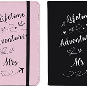 Passport Book Holder Passport Wallet for Mr and Mrs Passport Holder for Women Passport Cover Passport Case for Couples Traveling Passport Book Holder Passport Protector Bridal Shower Gifts 2PCS