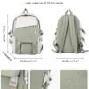coowoz School Bag Lightweight Casual Daypack College Laptop Backpack for Men Women Water Resistant Travel Rucksack for Sports High School Middle Bookbag for girls Gray Green white - Image 2