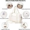 Women's Travel Duffel Bag with Toiletry Bag, Sports Gym Bag Weekendeer Carry-on Tote with Shoe Compartment and Wet Pocket, Yoga Bag Fit 15.6inch Laptop (APRICOT WHITE, 18-inch) - Image 3