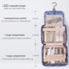 Toiletry Bag for Women, Large Hanging Travel Makeup Bag Water-resistant for Toiletries/Cosmetics/Brushes (Small blue flower-V2) - Image 2