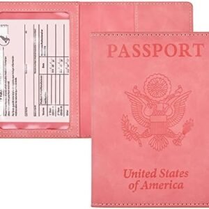 Doulove Passport and Vaccine Card Holder Combo, Passport Holder with Vaccine Card Slot, Leather Passport Cover Case for Women Men