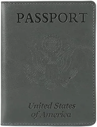 Cynure Leather Passport Cover CDC Vaccine Card Holder Combo Men & Women Travel Passport Case, grey - Image 5