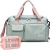Small Gym Bag for Women, Waterproof Duffle Bag Carry On Weekender Bag with Shoe Compartment & Wet Pocket, Tote Bag for Travel, Workout, Sport