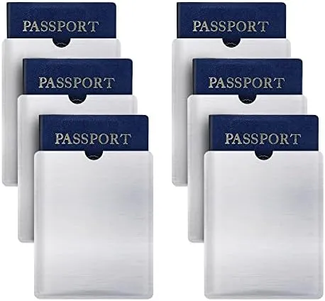RFID Blocking Sleeve Anti Theft Credit Card & Passport Holder Wallet Pocket - To protect your valuable information from theft (6 Passport Holder)