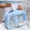 Travel Toiletry Bag for Women and Men, Matte Translucent Toiletry Bag with Handy Handle, Makeup Cosmetic Organizer Bag for Travel Toiletries Accessories (Blue) - Image 5