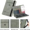 Passport Holder Cover Travel Wallet Organiser with RFID Protection, Credit Card Case, PU Leather for Men & Women (Grey) - Image 3