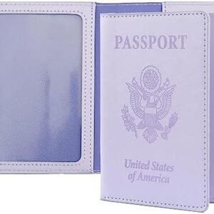 Passport Holder, Passport Holder Women, Passport Covers Travel Must Haves, Travel Passport Wallet for Men, 1 Pack Passport Case Passport Protector for Travel Airport Essentials, Light Purple