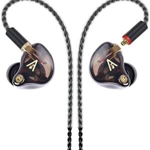 Vibes 201 Wired Earbuds in Ear Headphones, Noise Cancelling Bass Driven HiFi Earphones, Tangle-Free Braided Cord, Carry Case, Ear Buds Tips, 3.5mm Jack, Secure Fit (Clear Brown, No Mic)