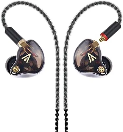 Vibes 201 Wired Earbuds in Ear Headphones, Noise Cancelling Bass Driven HiFi Earphones, Tangle-Free Braided Cord, Carry Case, Ear Buds Tips, 3.5mm Jack, Secure Fit (Clear Brown, No Mic)