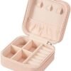 LETURE PU Leather Small Jewelry Box, Travel Portable Jewelry Case for Ring, Pendant, Earring, Necklace, Bracelet Organizer Storage Holder Boxes (Pink)