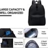 Haimont Casual Laptop Backpacks Bookbag for Men Women Travel Work Gym, 20L Daypack Backpack with Bottle Pockets, Black - Image 4